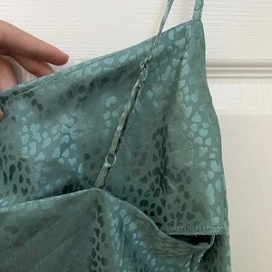 Light Green Leopard Print Silk Dress